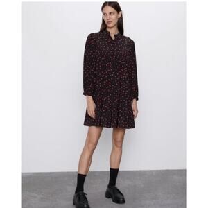 Zara Black Red Polka Dots Mini Dress